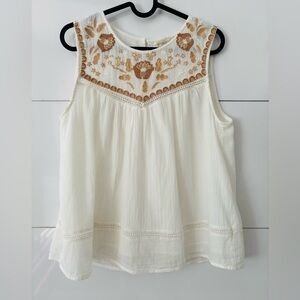 Cynthia Rowley Sleeveless Embroidered Floral Blouse S